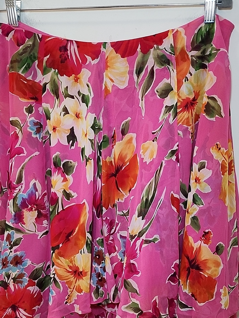 Lauren Ralph Lauren Women's Pink Floral Asymmetrical Handkerchief Hem Skirt 14P - Picture 10 of 16